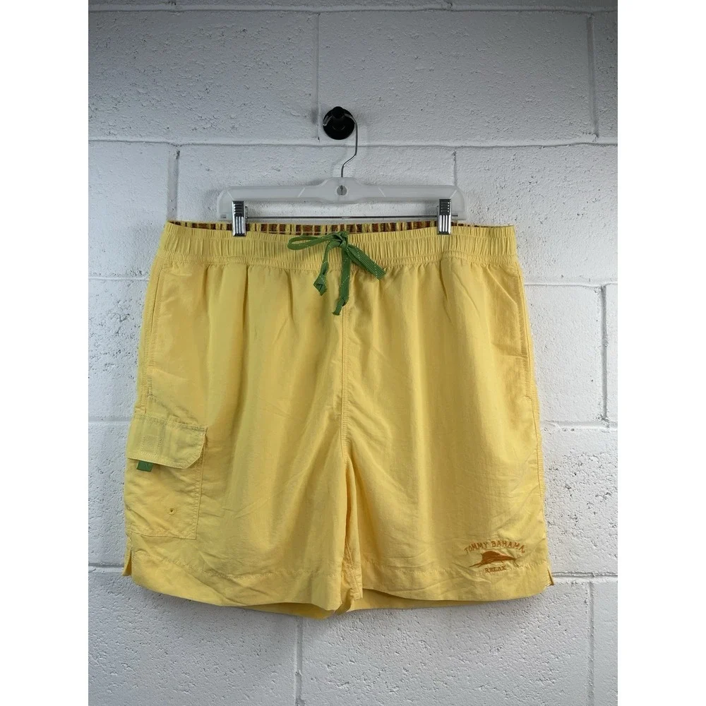 Tommy‎ Bahama  Men's Swim Trunks Happy Go Cargo Lemon Grove Beach Embroider Logo